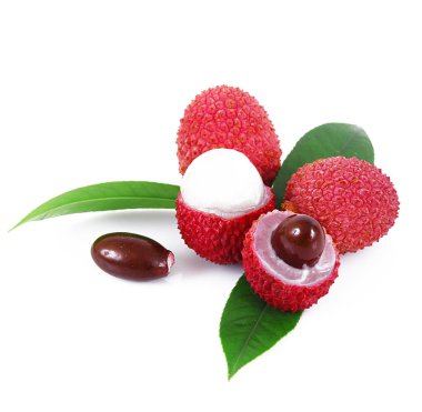 Beyaz arka planda lychees