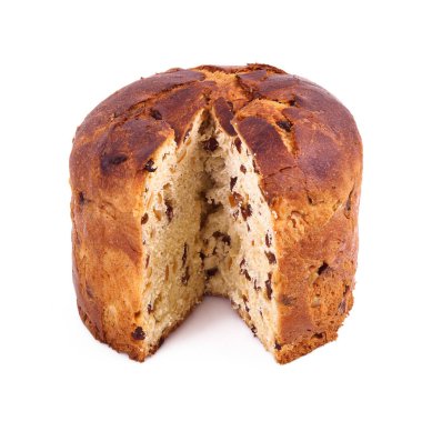 Beyaz arkaplanda Panettone