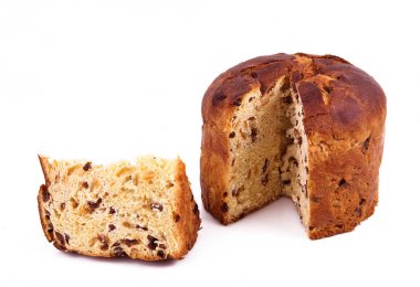 Beyaz arkaplanda Panettone