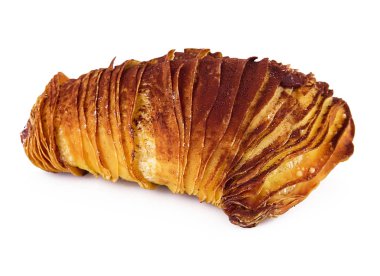 Beyaz arka plan üzerinde krem hamur işleri