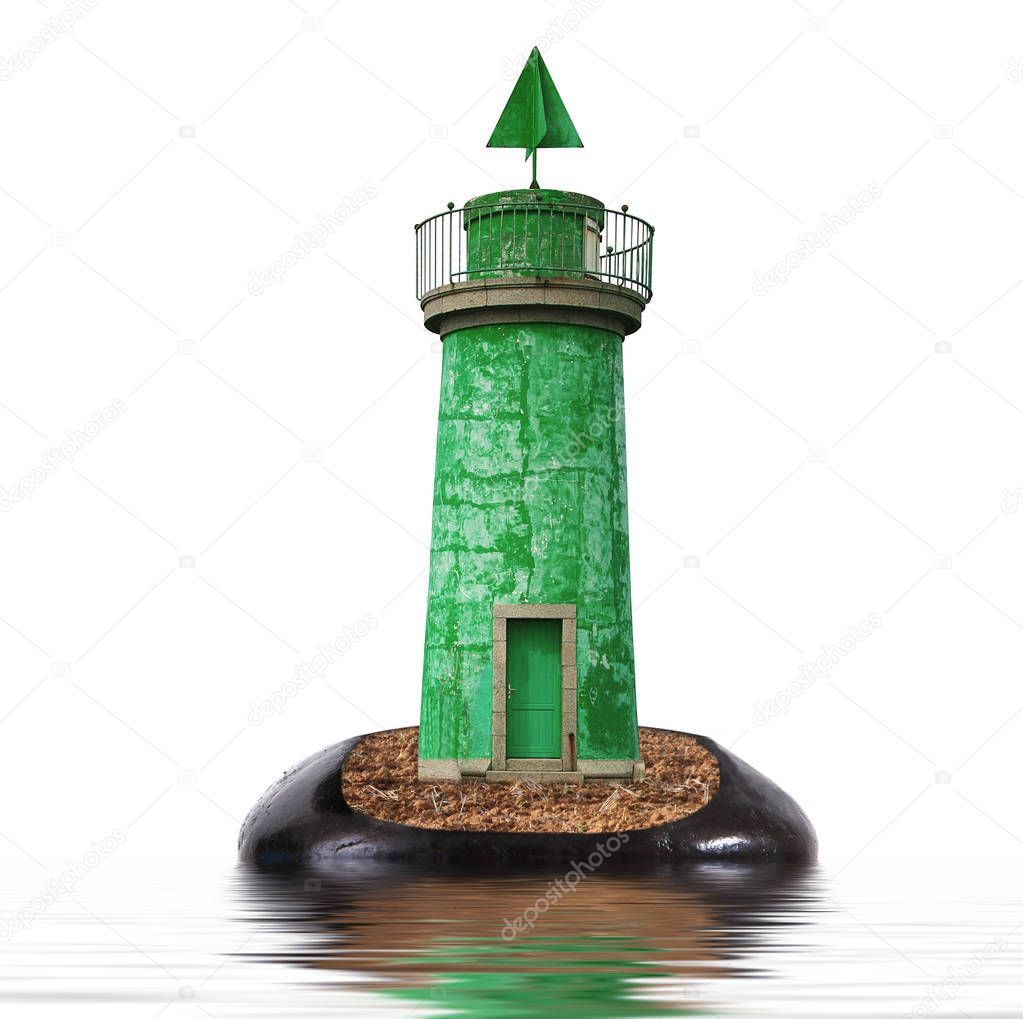 lighthouse in stone on white background