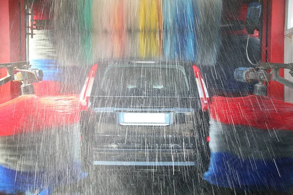 Car wash in action in station service — Stock Photo, Image