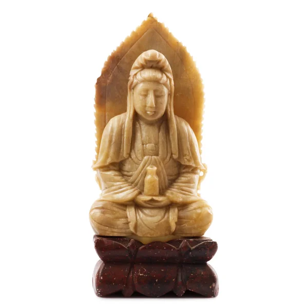 Standbeeld van Boeddha op witte achtergrond — Stockfoto