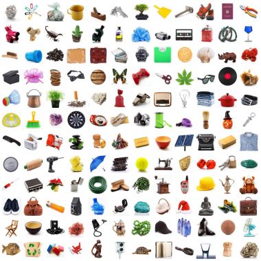 Collection of objects in chaos in white background clipart
