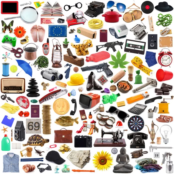 Collection of objects in chaos in white background — Stock Photo, Image