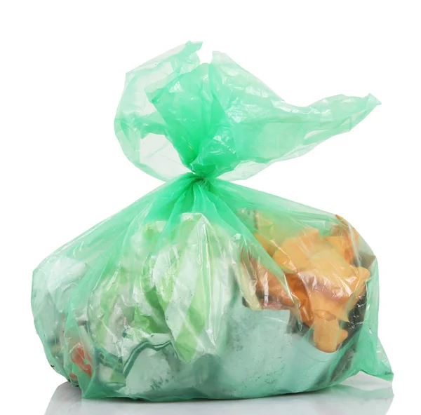 Bag full of garbage in white background — Stock Photo, Image