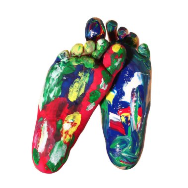 Beyaz arka planda izole renkli ayak