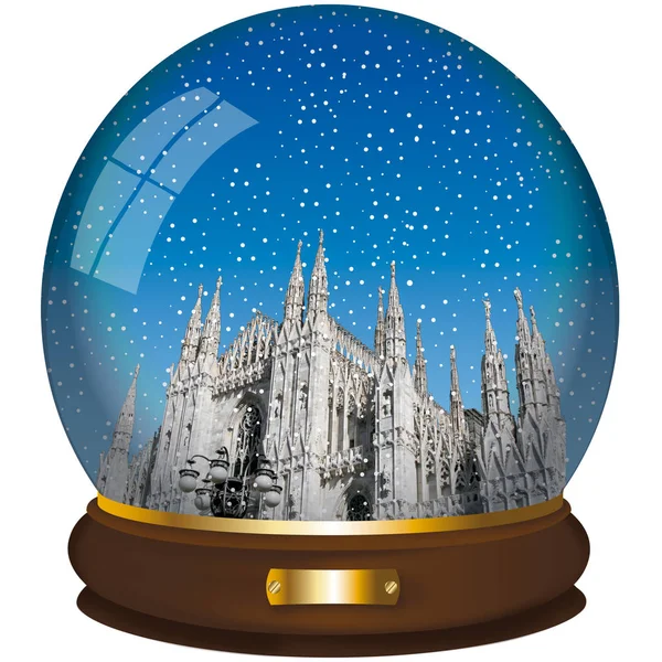 Crystall ball with Milan cathedral in white background — Stock Photo, Image