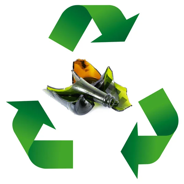 Odpad, recyklace Symbol na bílém pozadí — Stock fotografie