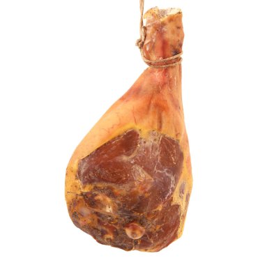 uyluk çiğ jambon beyaz arka planda