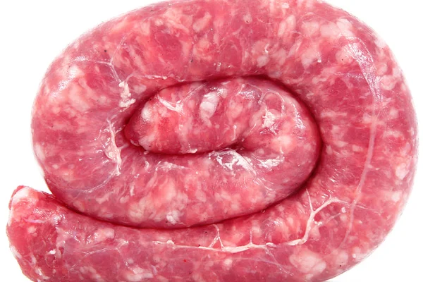 Saucisse fraîche italienne en fond blanc — Photo