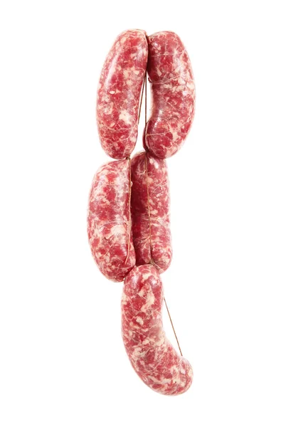 Italienische frische Wurst auf weißem Hintergrund — Stockfoto