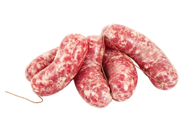 Итальянская свежая колбаса на белом фоне — стоковое фото