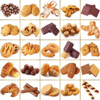 Beyaz arka planda çerezleri kolaj