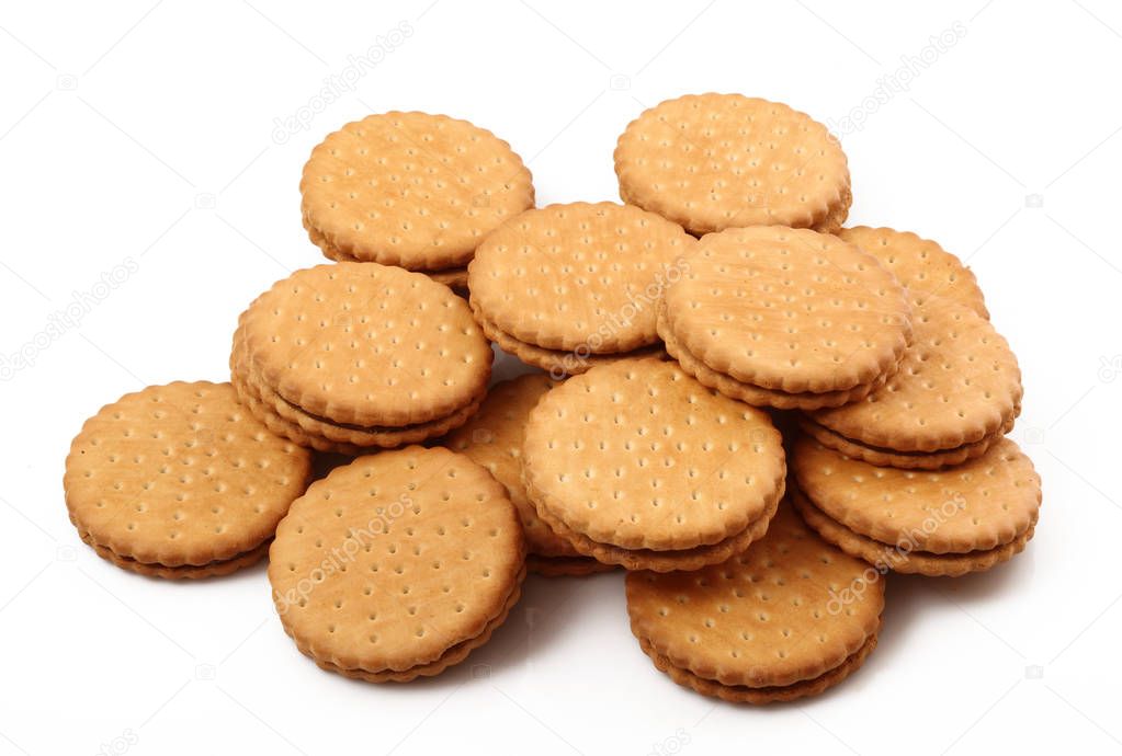 Crisp biscuits in white background