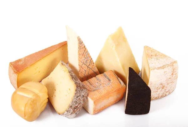 Collage original de queso italiano en fondo blanco — Foto de Stock