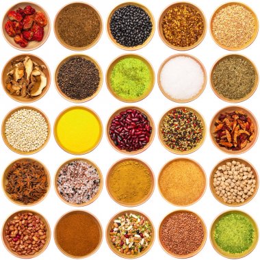 Beyaz arka plan aromatik ingradients kolaj