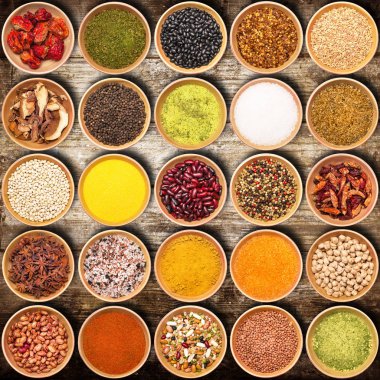 ahşap arka plan aromatik maddeler kolaj