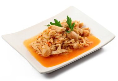 Beyaz arka planda orijinal İtalyan işkembe