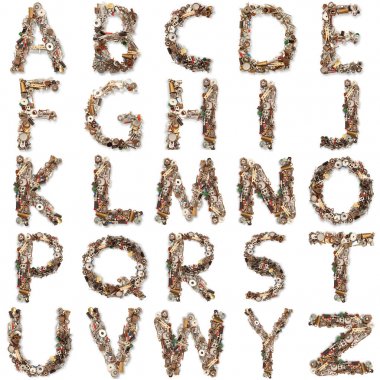 Beyaz arka planda izole mekanik alfabesi