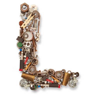 Beyaz arka plan L izole mekanik mektupta