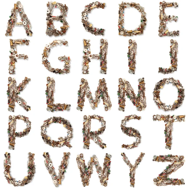 Beyaz arka planda izole mekanik alfabesi