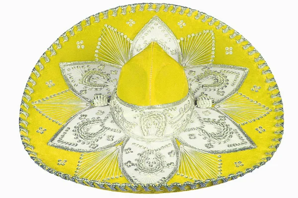 Sombrero jaune isolé en fond blanc — Photo