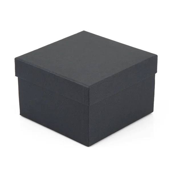 Caixa de papelão preto em fundo branco Imagem De Stock