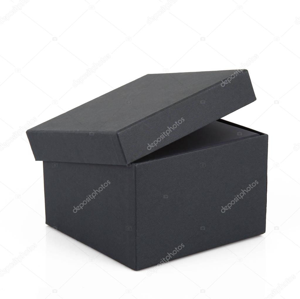 black carton box in white background