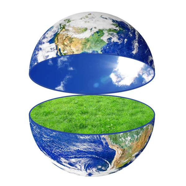 Planeta Země s trávou na bílém pozadí — Stock fotografie