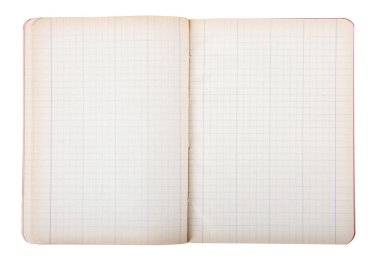 Beyaz arka planda eski açık defter