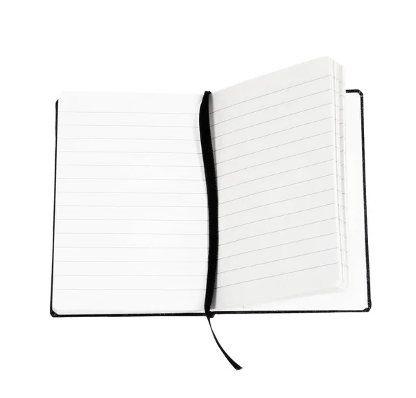 Velho caderno aberto em fundo branco — Fotografia de Stock