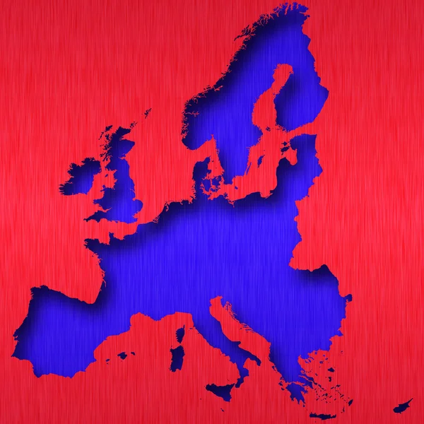 Mapa vermelho europeu em fundo azul — Fotografia de Stock