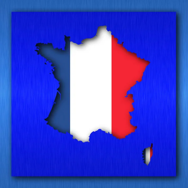 Γαλλία Χάρτης σε μπλε φόντο — Φωτογραφία Αρχείου