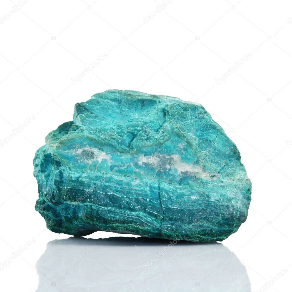 chrysocolla crystals in white background