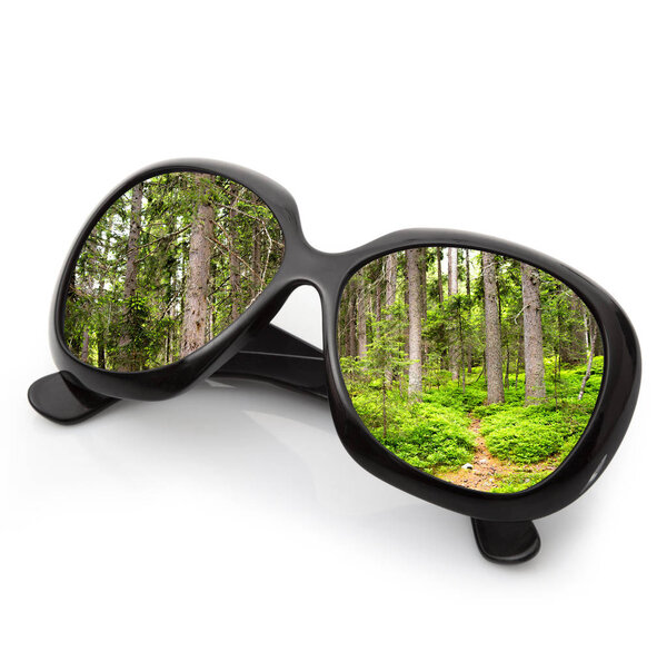 isolated forest sunglasses in white background