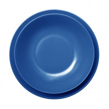 Beyaz arka plan boş mavi tabak