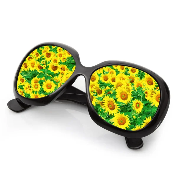 Óculos de sol de flores isolados em fundo branco — Fotografia de Stock