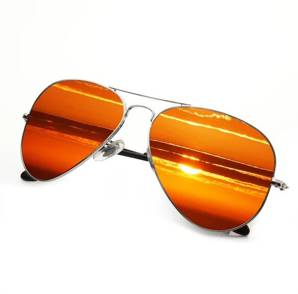 Isolated sunset sunglasses in white background — Stock Photo, Image