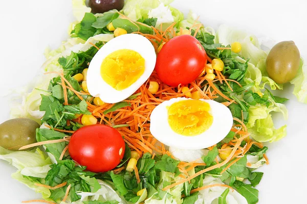 Prato de salada fresca em fundo branco — Fotografia de Stock