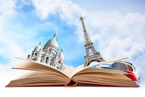 Boek met monumenten van Parijs — Stockfoto