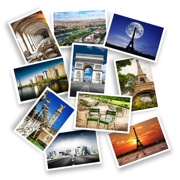 Postcard collection of Paris in white background — Stock Photo, Image