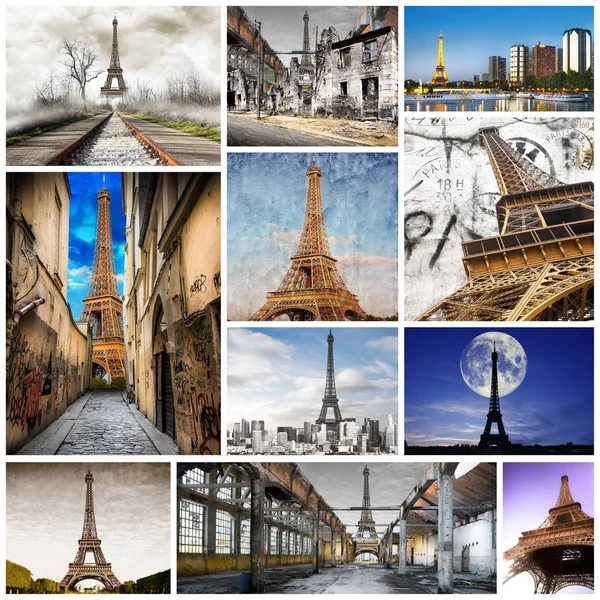 Imágenes de Torre Eiffel en collage —  Fotos de Stock