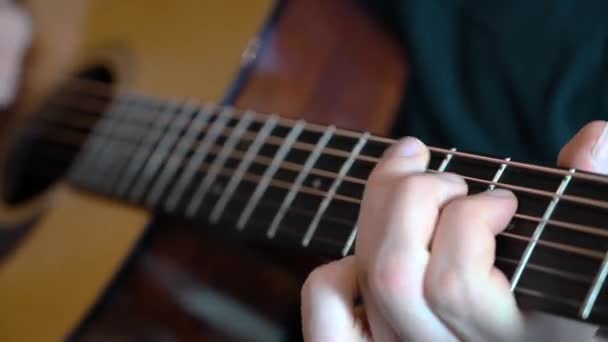 Man Playing Acustic Guitar — Stock Video