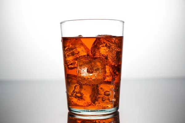 Glass Orange Drink Ice Cubes — Stock Photo, Image