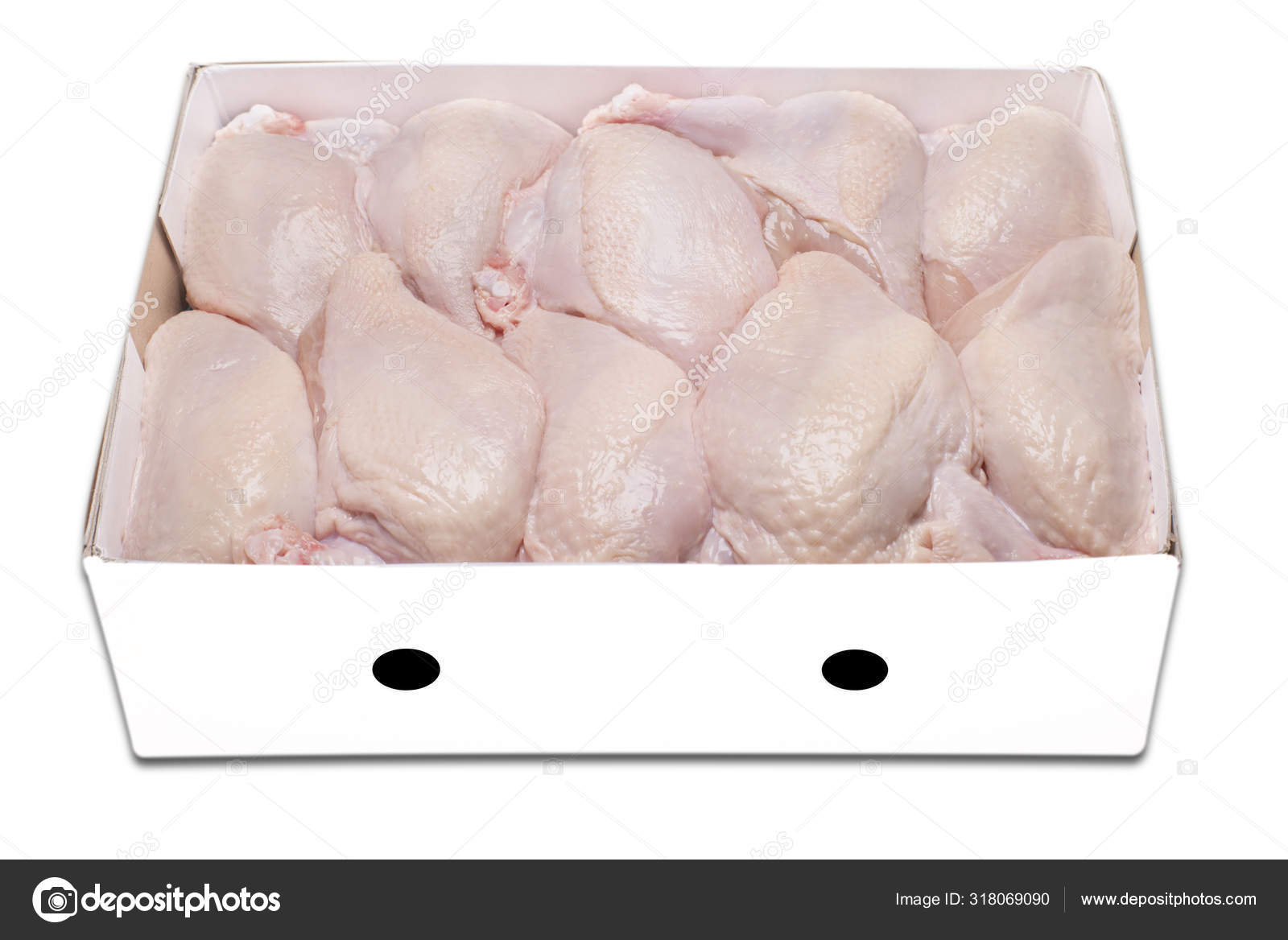 Cuisses De Poulet Cru En Emballage Blanc Isolees Sur Fond Noir