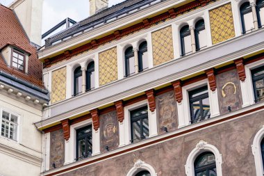 5 Ekim 2019 Avusturya Viyana antik binaları. Binanın detayları ve dekorasyon unsurları..