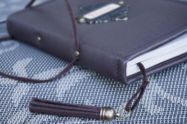 Kahverengi deri el yapımı scrapbooking defter gezginler scra için