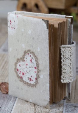 Vintage defter - Tekstil yumuşak kapak ve yer imi planlayıcısı