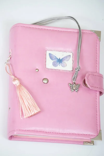 Handmade pink color  leather notebook, planner for business or e